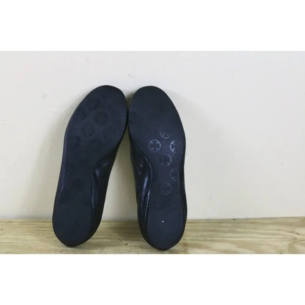 Tory Burch Shoes Women 7 Black Leather Gold Logo Reva Ballet Flats